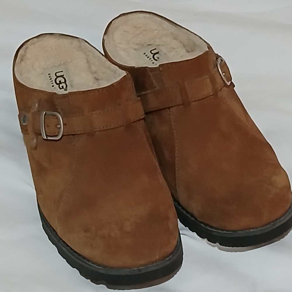 UGG Womens Brown Suede Clogs